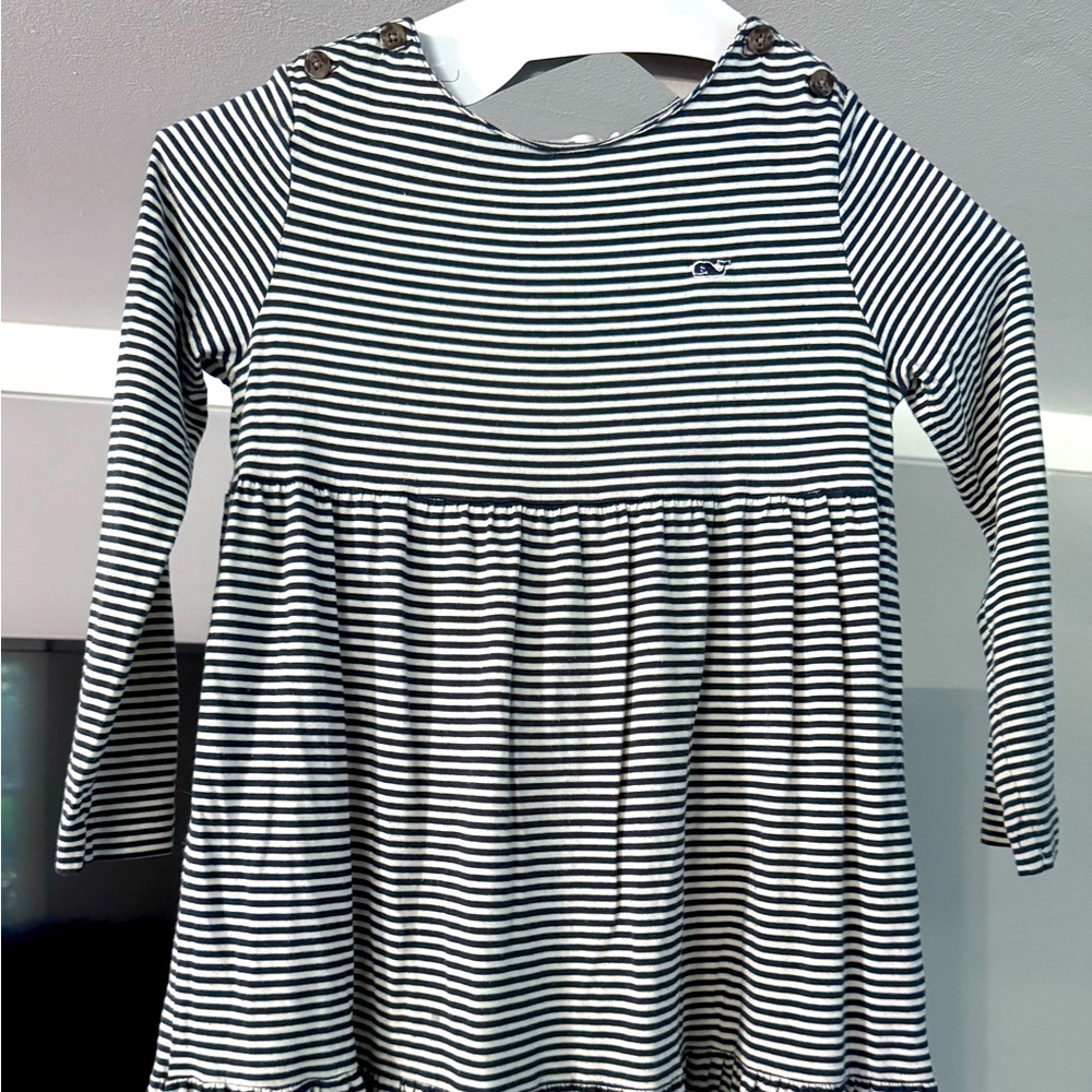 Vineyard Vines Long Sleeve Striped Cotton Dress - Girls Smalll